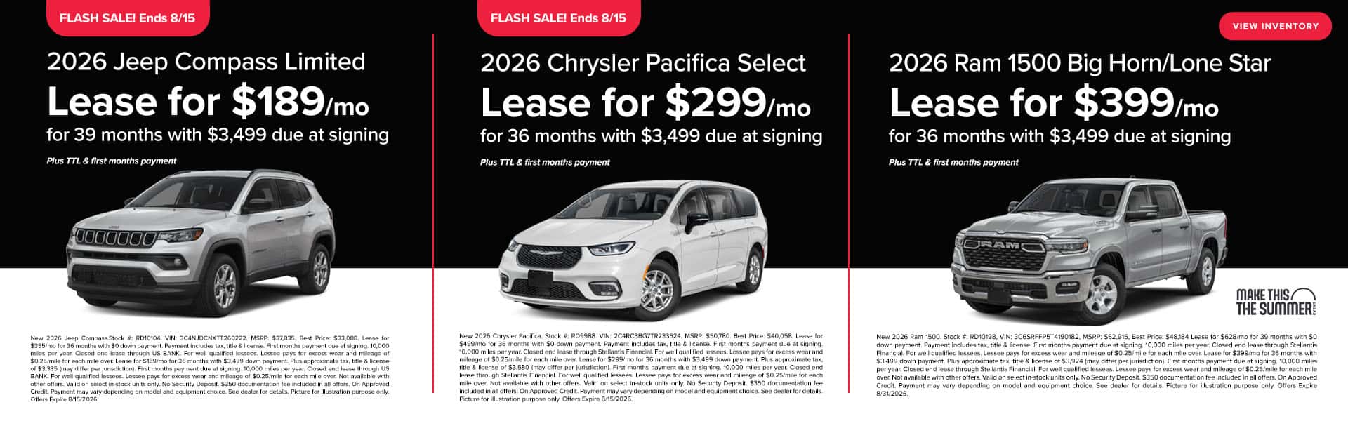 Aug Lease Offer Flash Sale