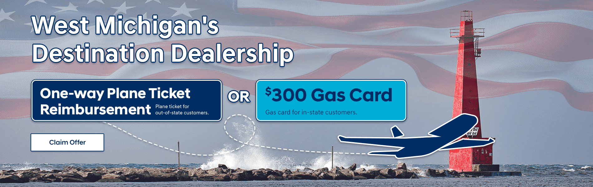 One-way Plan Ticket Reimbursement OR $300 Gas Card*