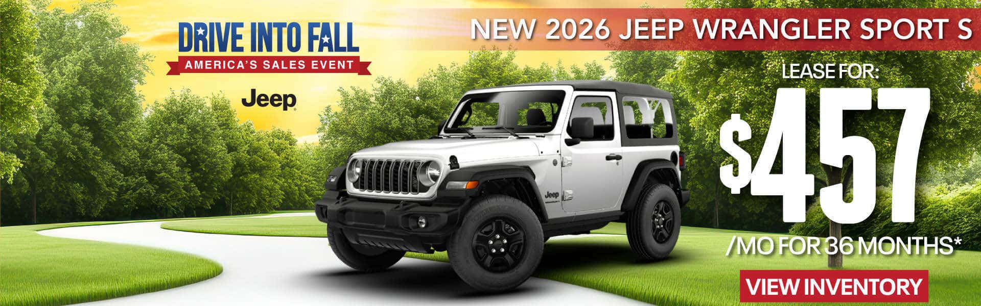 New 2026 Jeep Wrangler Sport S Lease For $457/Mo for 36 Months*