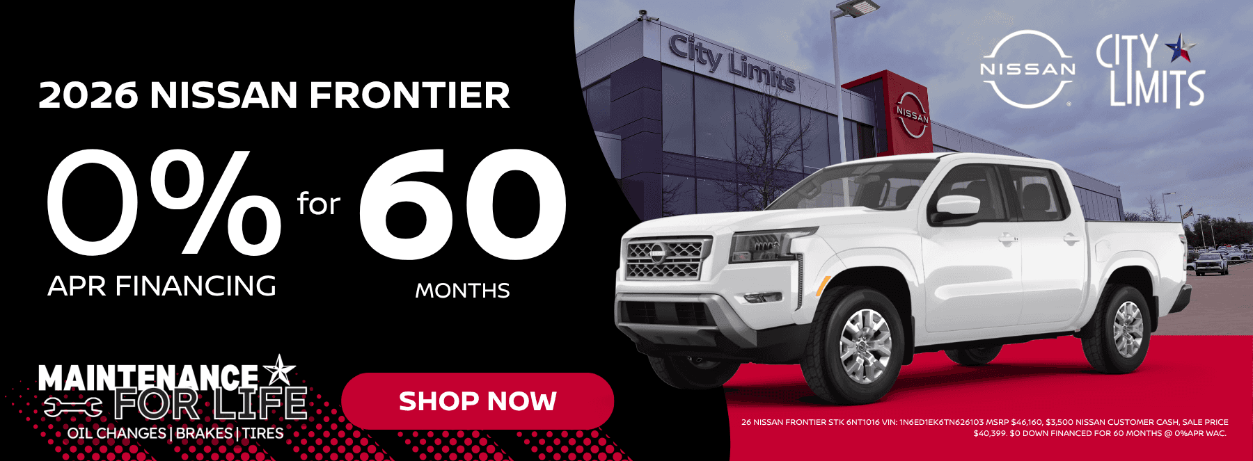 2026 Nissan Frontier 0% for 60 Months
