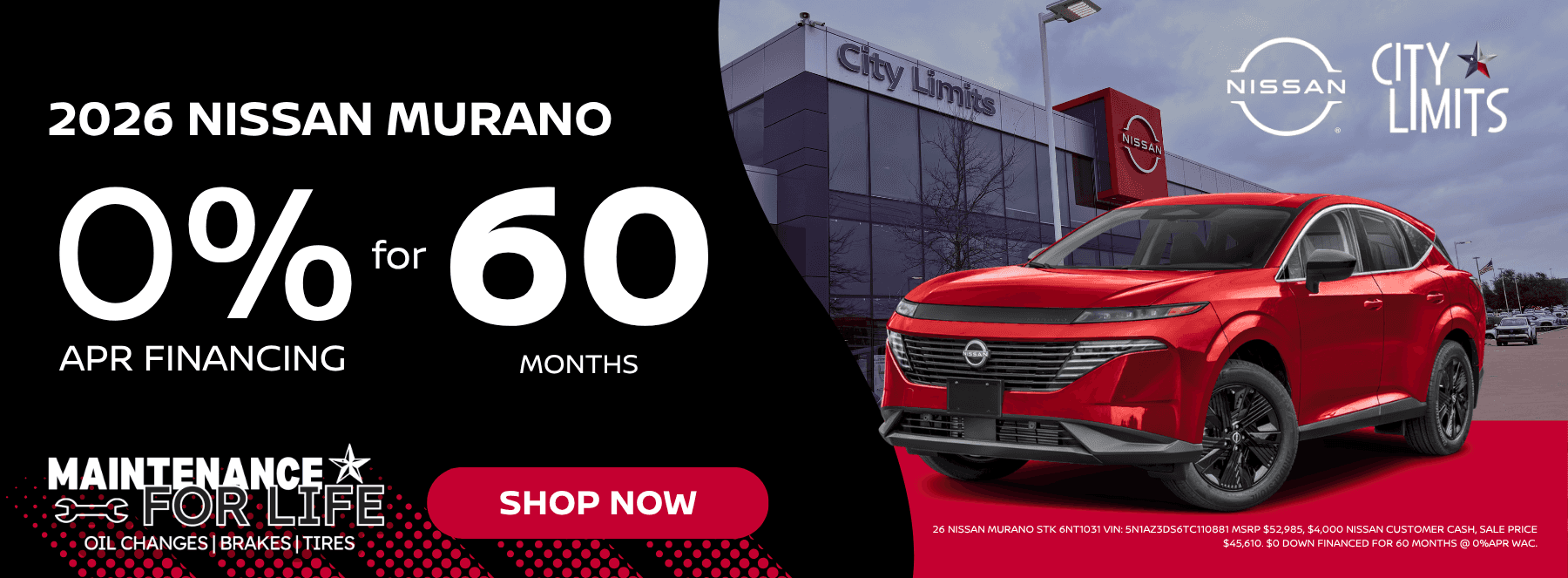 2026 Nissan Murano Offer: 0% APR for 60 Months