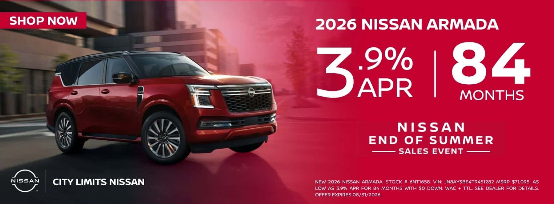 3.9% APR on 2026 Nissan Armada