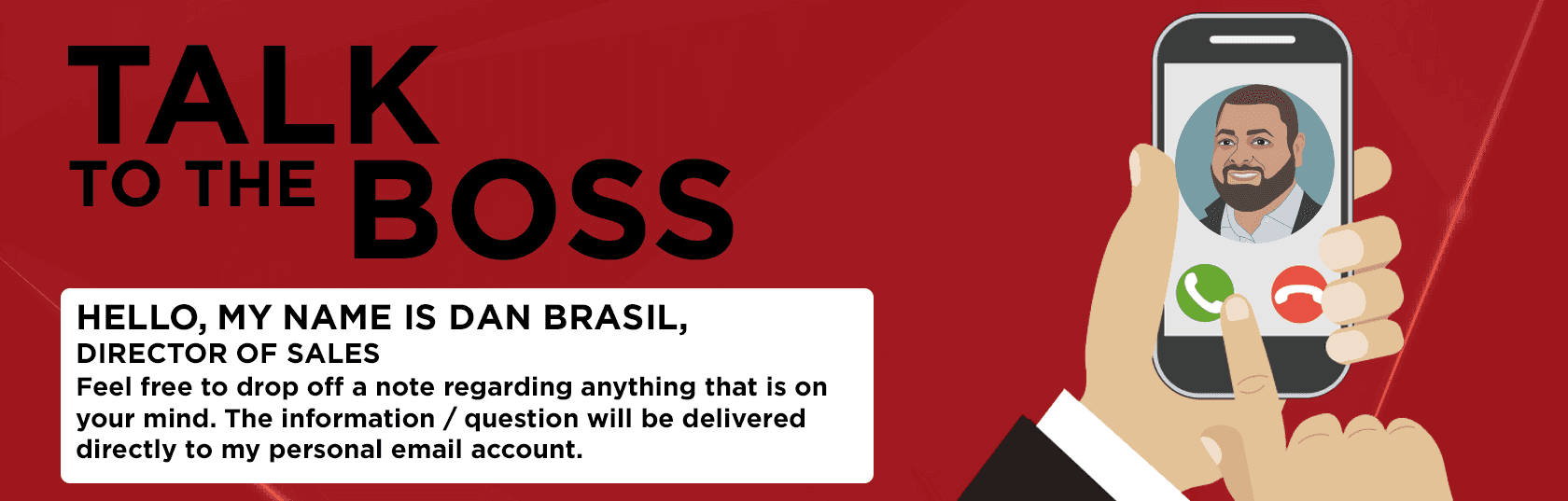 Talk to the boss banner