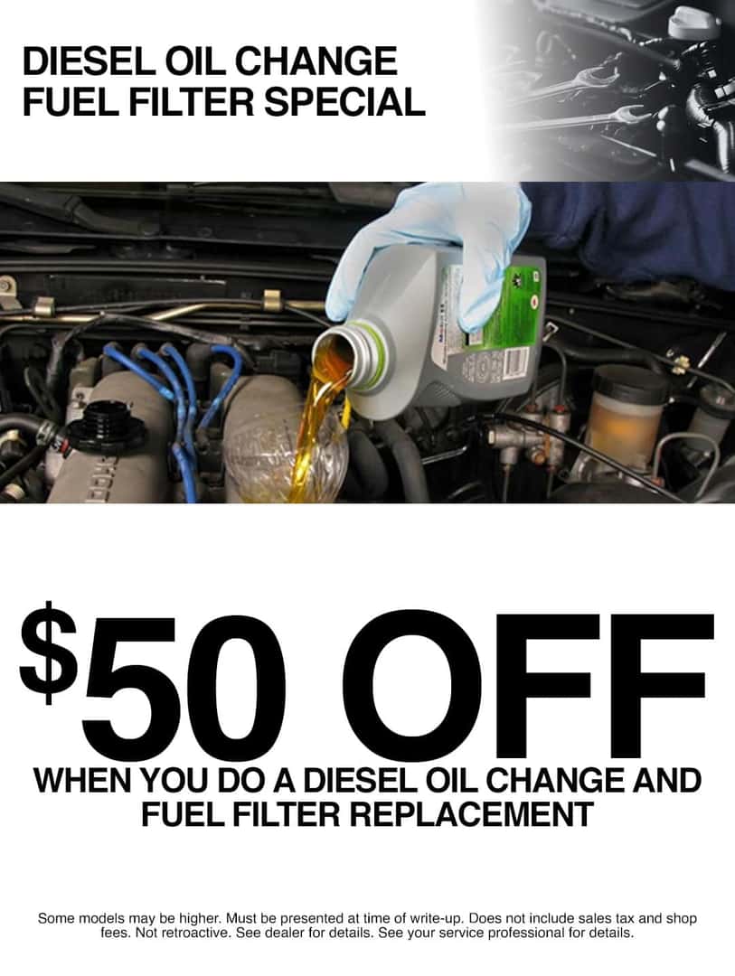 classic CJDR of Golsboro Diesel oil change fuel filter special $50 off