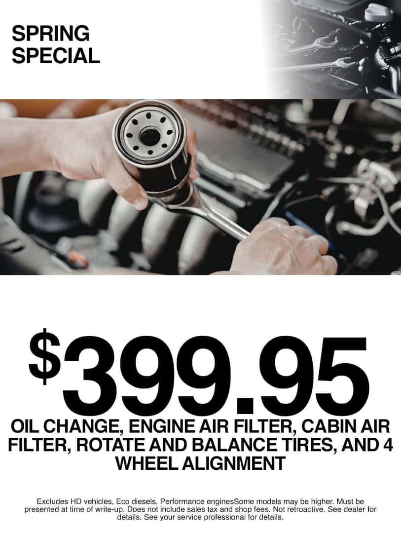 classic CJDR of Golsboro $399.95 oil change, enginer air filter, cabin air filter, rotate