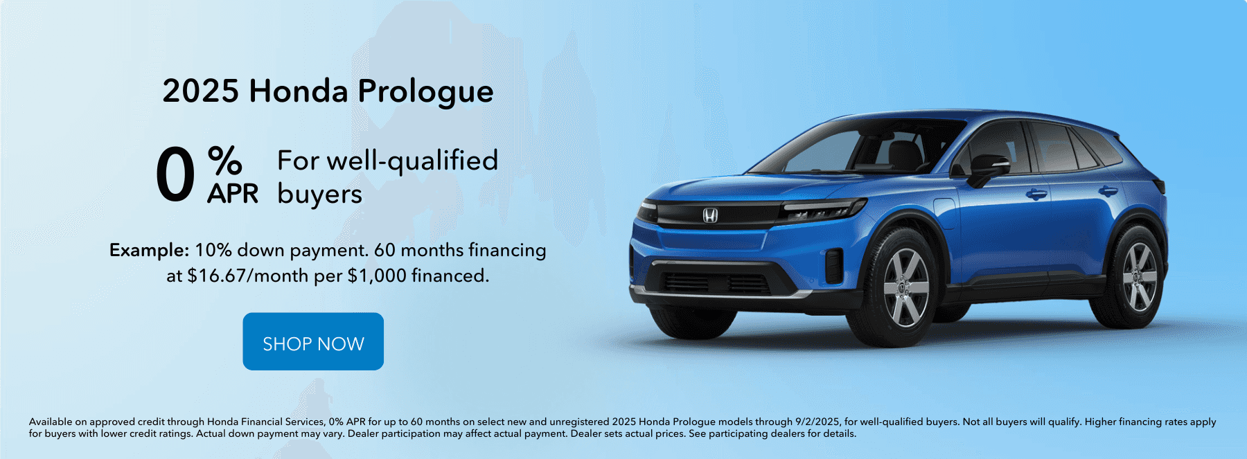 Finance the 2025 Prologue for as low as 0% APR.