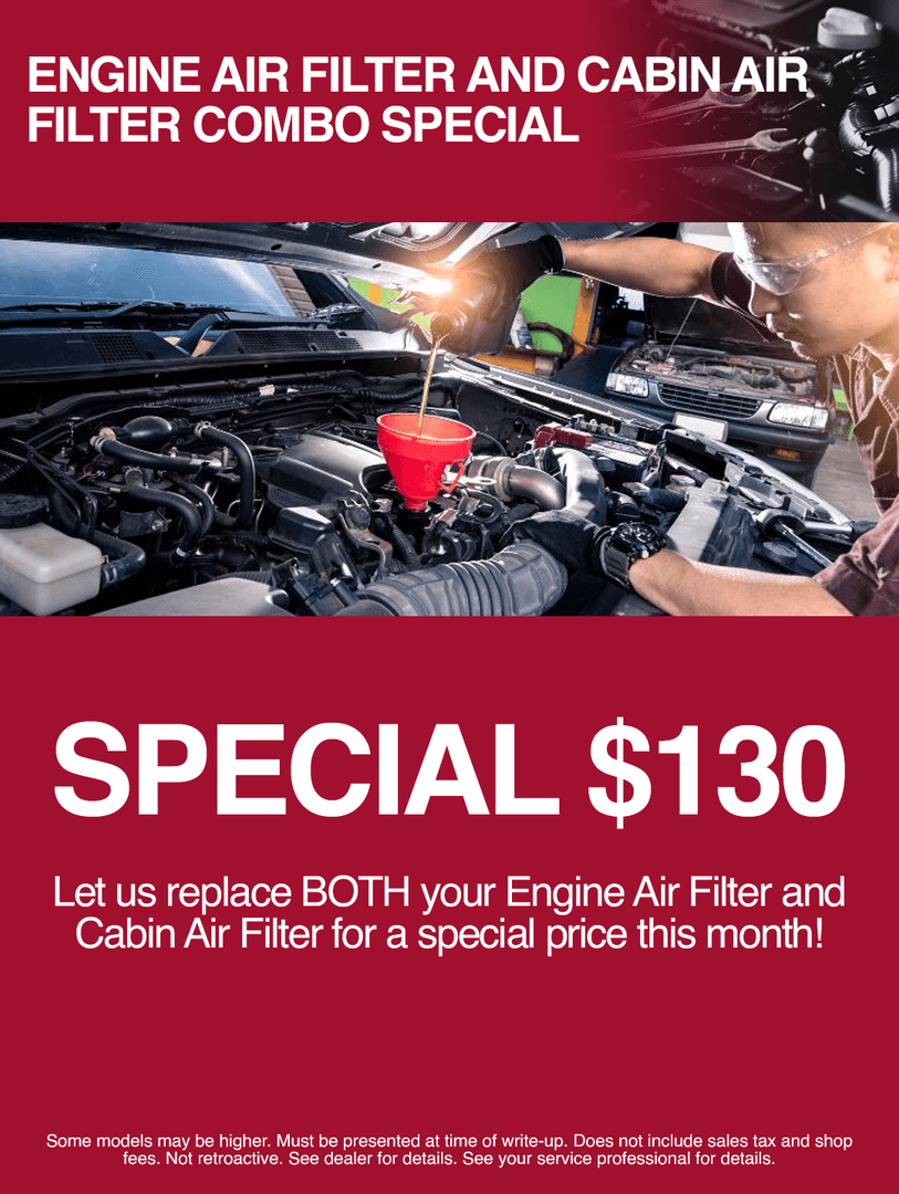 nissan sanford engine air filter and cabin air filter combo special special $130