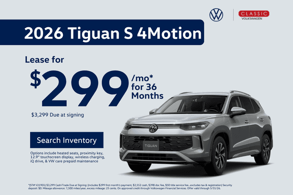 2026 Tiguan S 4Motion Lease