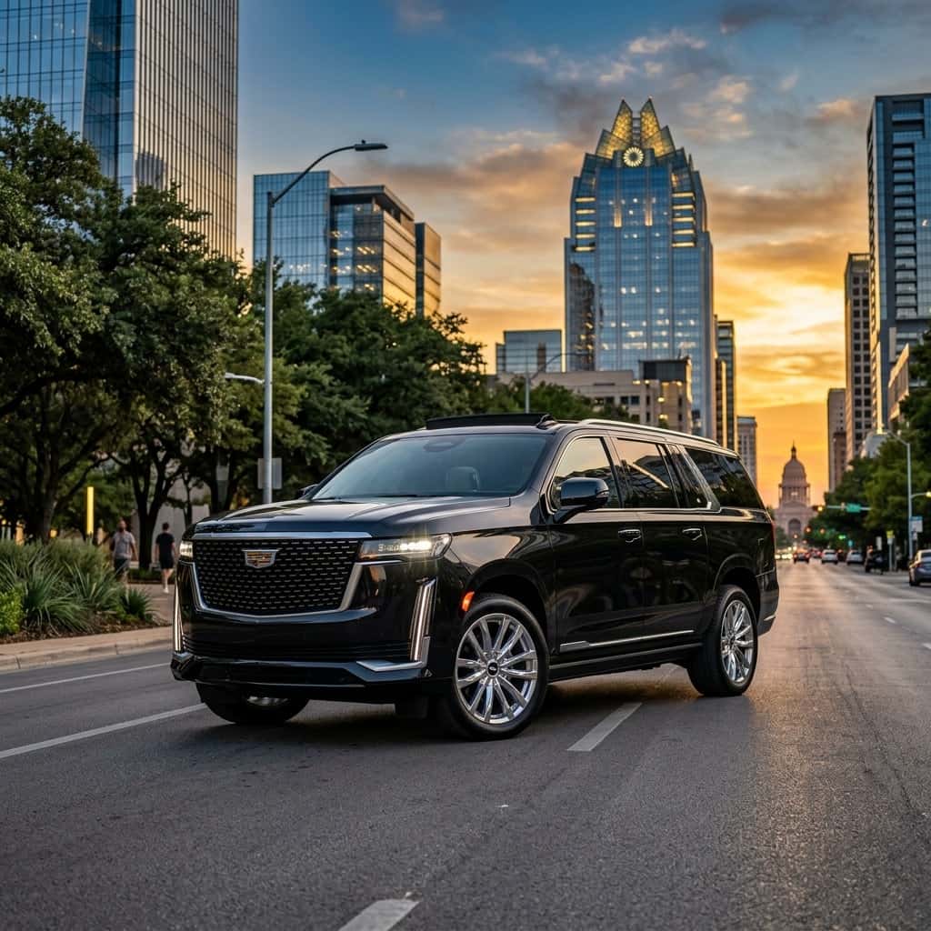 2026 Cadillac Escalade parked on a street in downtown austin
