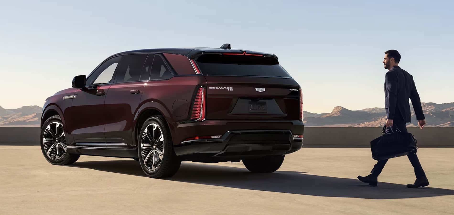 2026 Cadillac Escalade IQ Bold Illuminated Front Grille and LED Headlights at Sunset for sale at Covert Cadillac, Austin, Texas