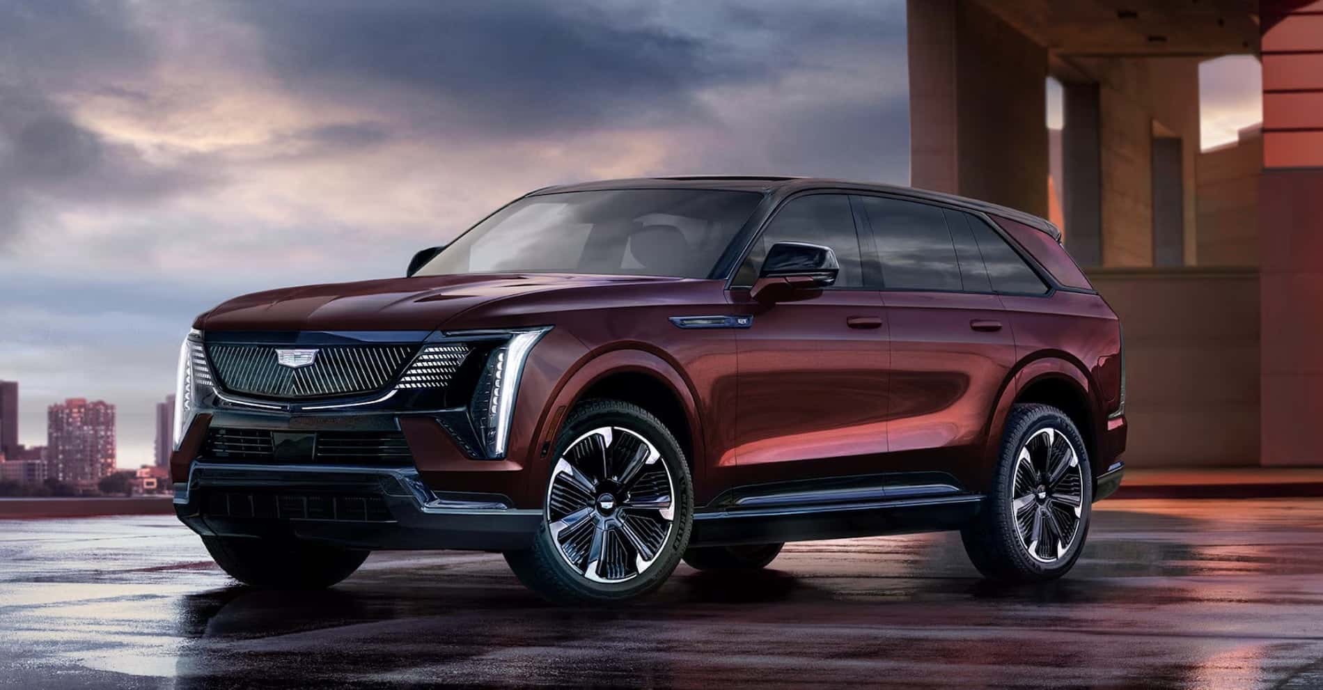2026 Cadillac Escalade IQ Powerful Side Profile in Dramatic Desert Landscape for sale at Covert Cadillac, Austin, Texas