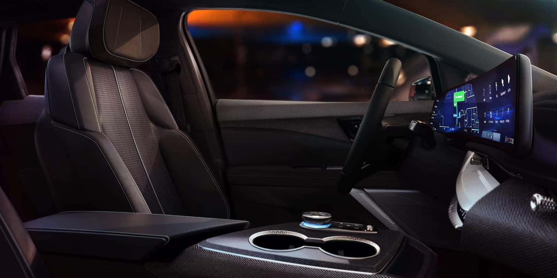 2027 Cadillac OPTIQ front bucket seats in black Inteluxe