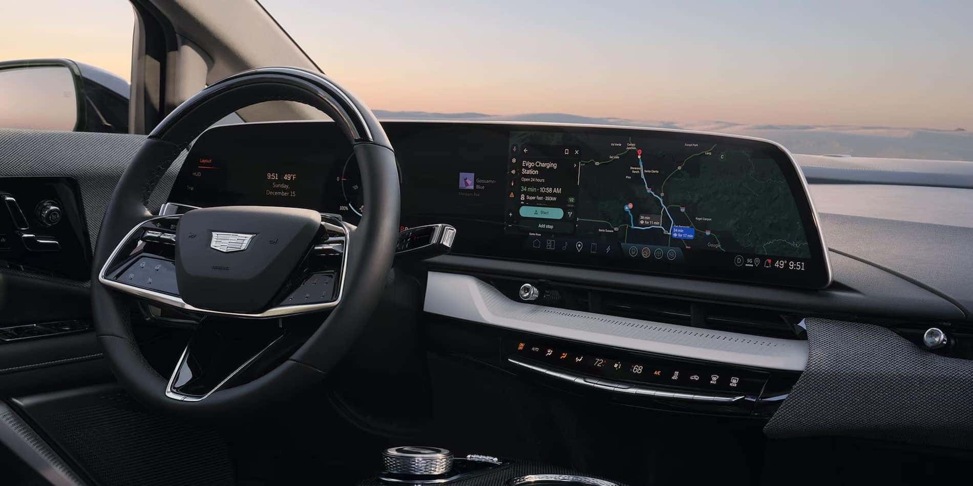 2027 Cadillac OPTIQ navigation map on the 33-inch Horizon Display
