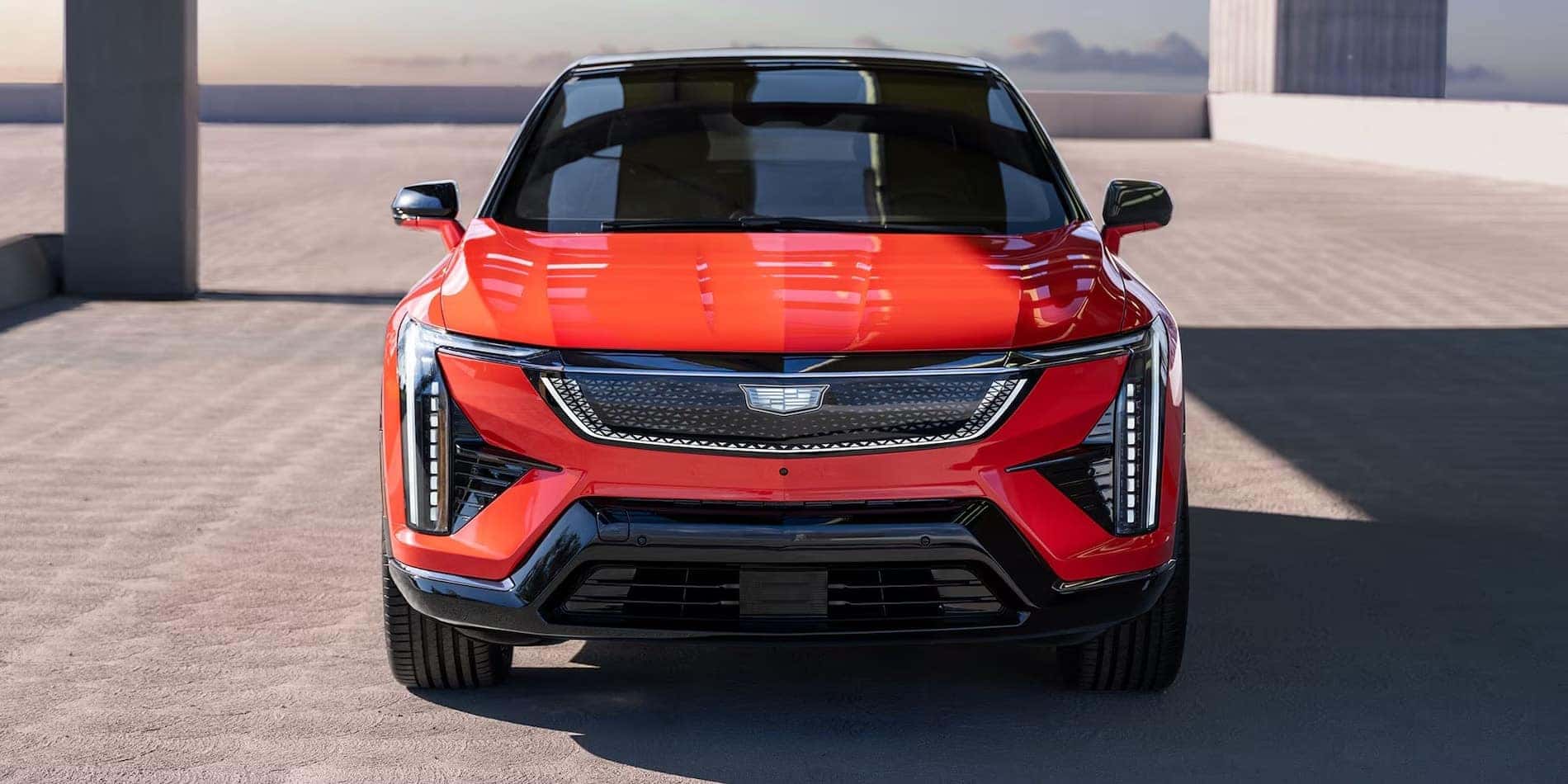2027 Cadillac OPTIQ in red, front view, at Covert Cadillac Bee Cave in Austin