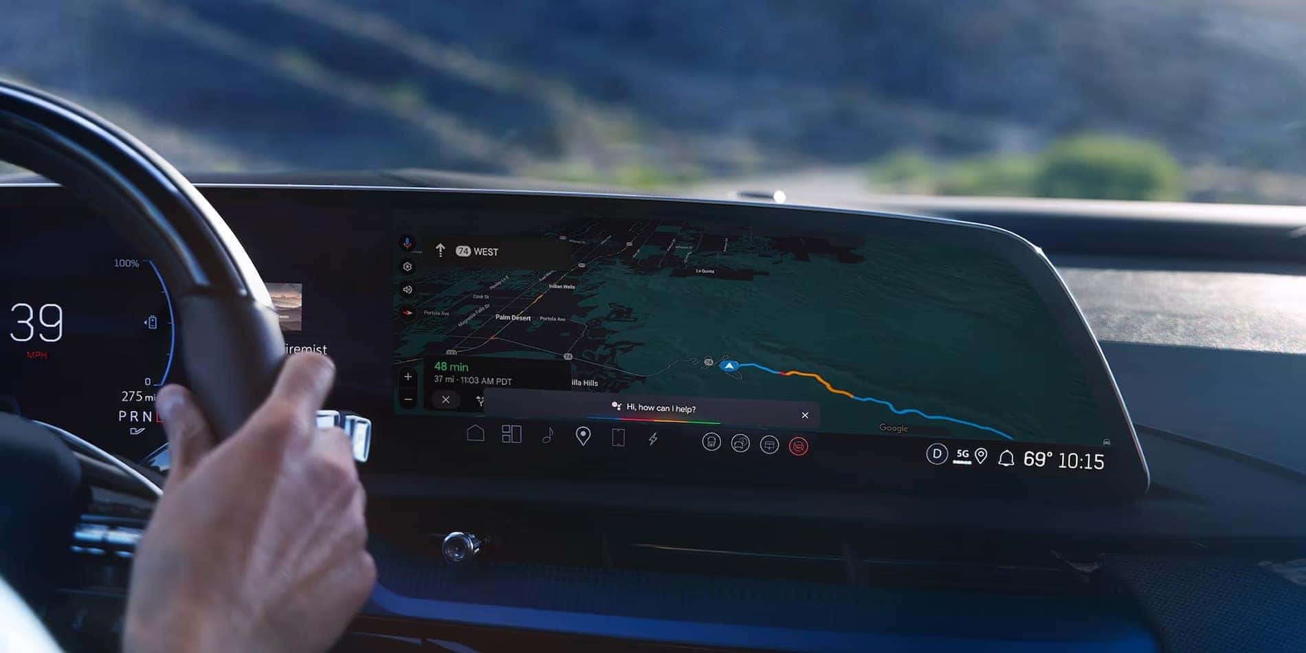 2027 Cadillac OPTIQ-V dashboard with navigation on the 33-inch display