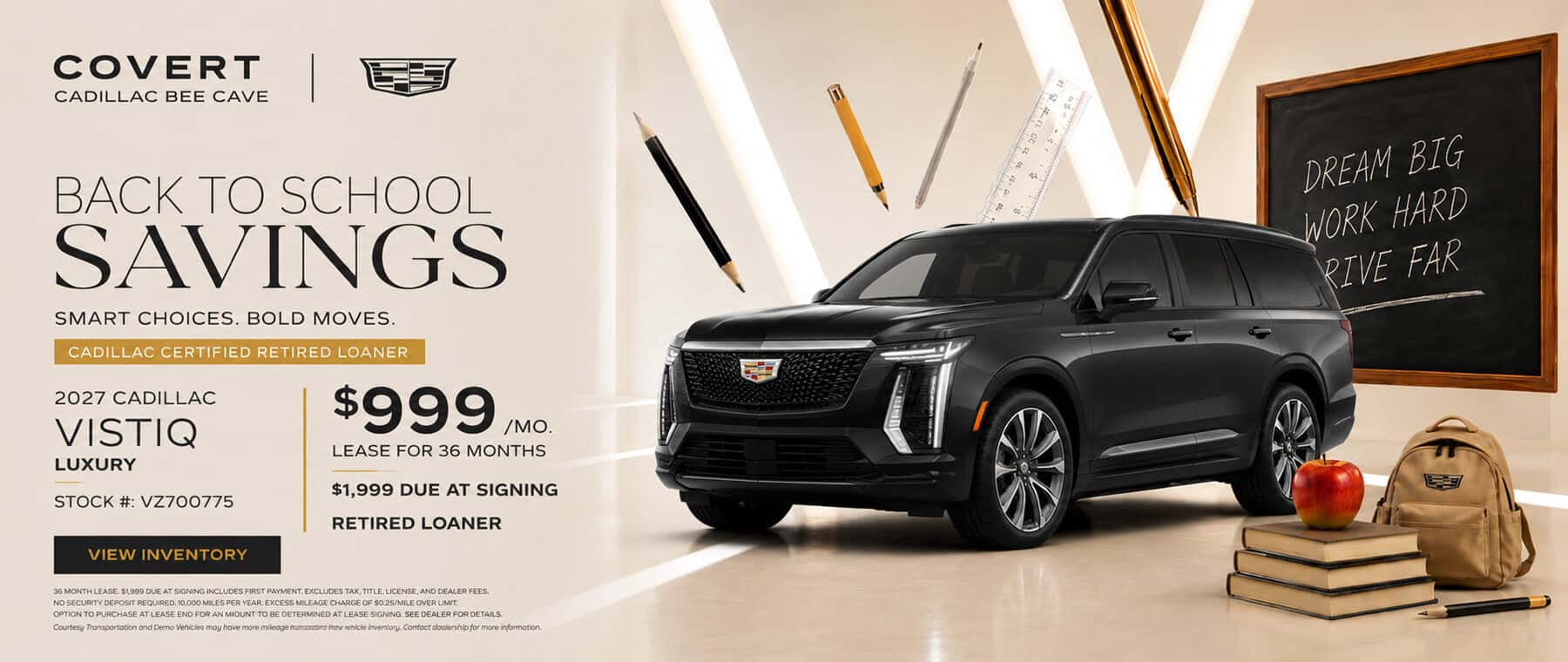 Covert Cadillac Bee Cave - Back to School Savings