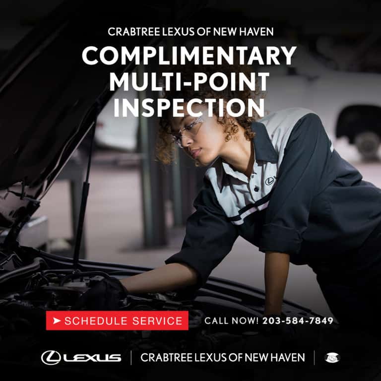 Get a 27-point complimentary inspection to ensure your vehicle is running smoothly for years to come. Visit us at Crabtree Lexus of New Haven, CT. 