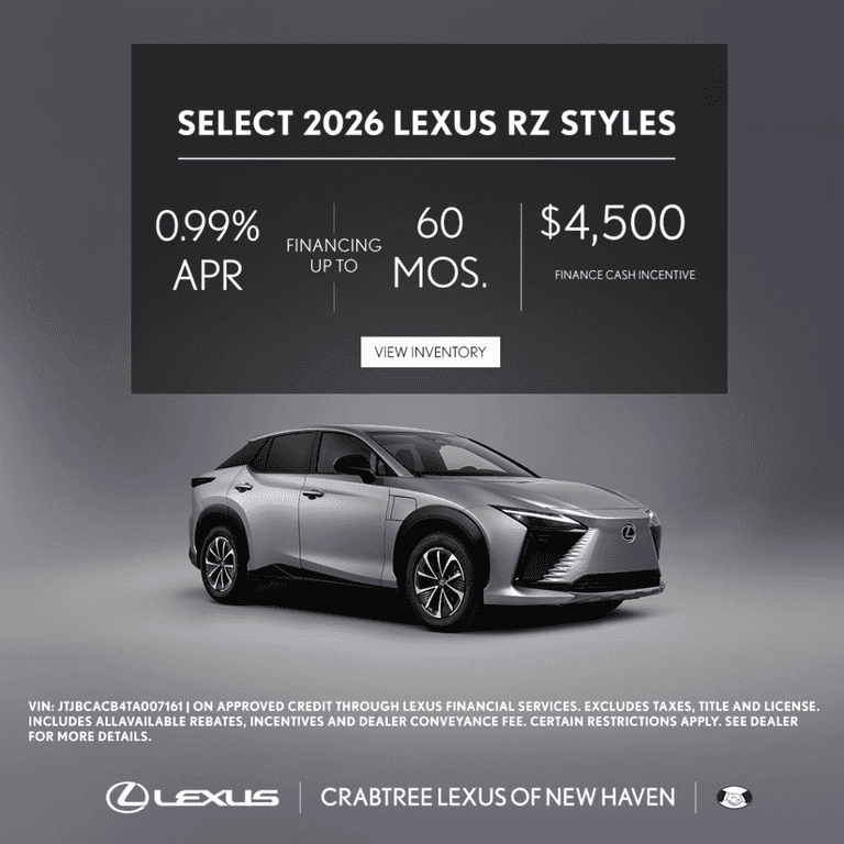 Finance the Lexus RZ for 0.99% at Crabtree Lexus.
