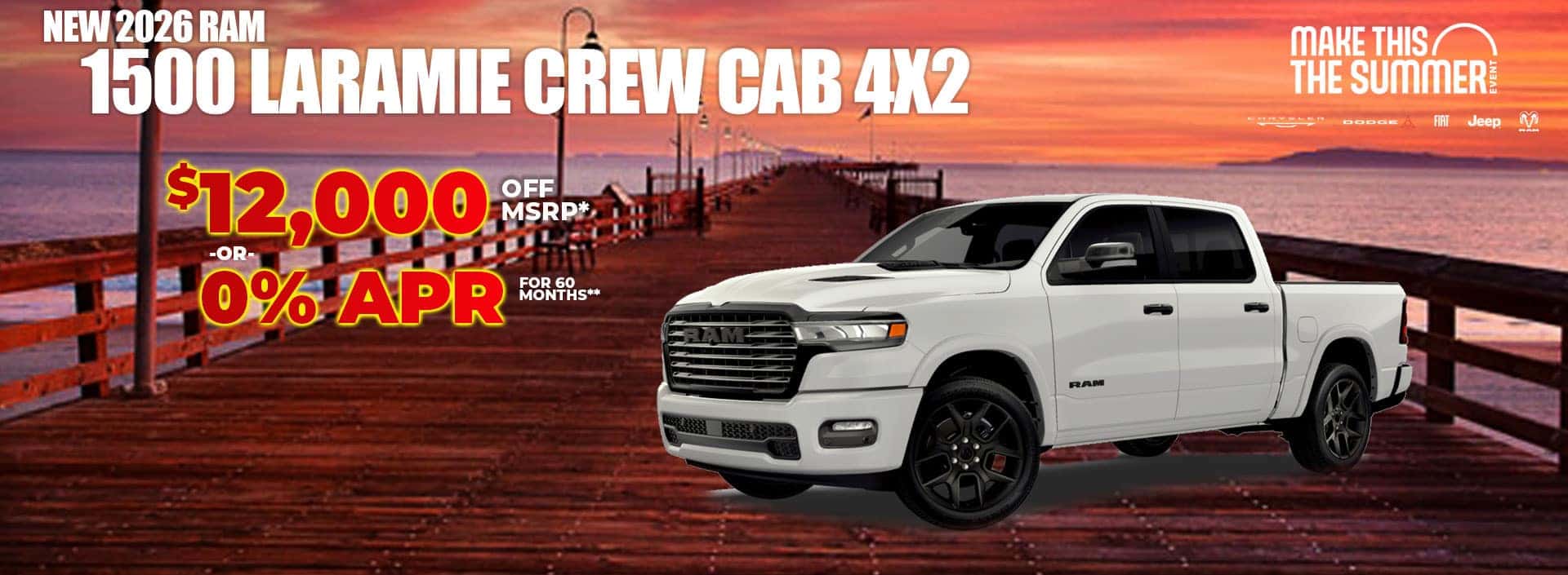 New 2026 RAM 1500 LARAMIE CREW CAB 4X4 NIGHT EDITION $12,000 OFF MSRP* -OR- 0% APR FOR 60 MONTHS**