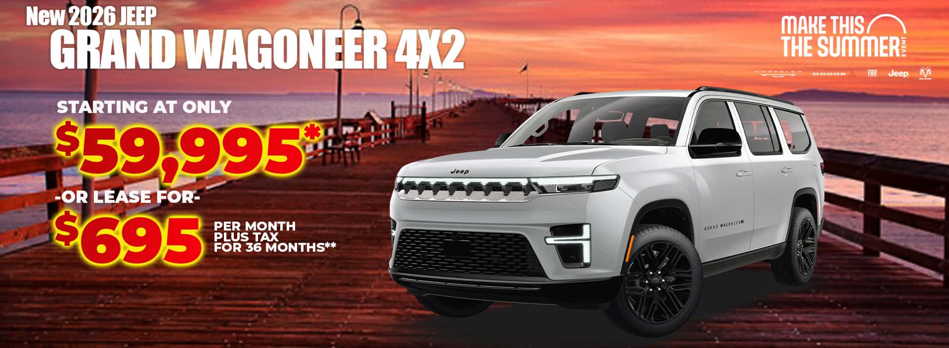 New 2026 Jeep GRAND WAGONEER 4X2 STARTING AT ONLY $59,995* -OR- LEASE FOR $695 plus tax for 36 months**