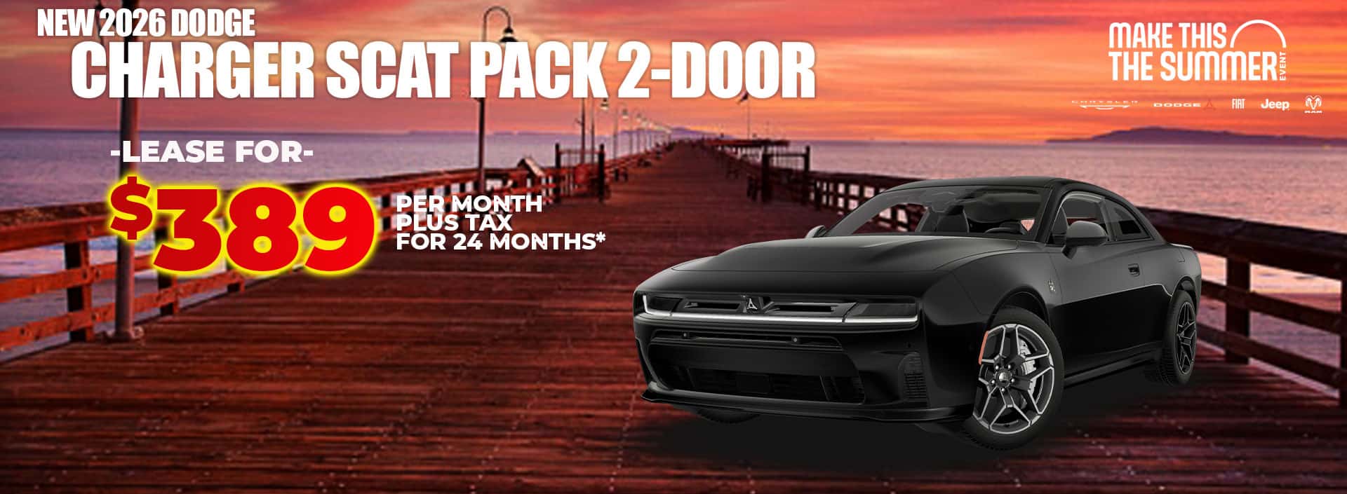 New 2026 Dodge CHARGER SCAT PACK 2-DOOR LEASE FOR $389 plus tax for 24 MONTHS*