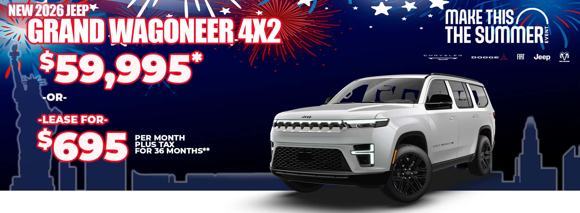 New 2026 Jeep GRAND WAGONEER 4X2 STARTING AT ONLY $59,995* -OR- LEASE FOR $695 plus tax for 36 months**