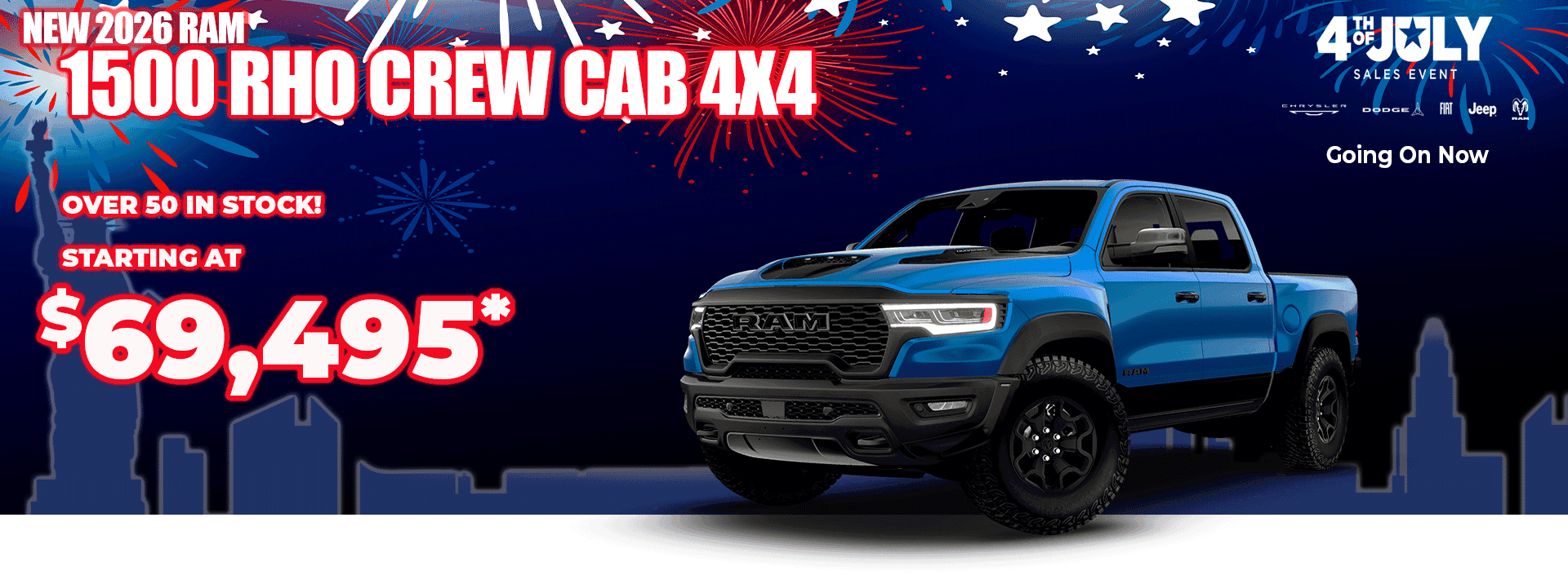 New 2026 RAM 1500 RHO CREW CAB 4X4 OVER 50 IN STOCK! STARTING AT $69,495*