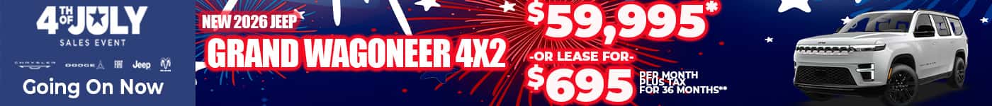 New 2026 Jeep GRAND WAGONEER 4X2 STARTING AT ONLY $59,995* -OR- LEASE FOR $695 plus tax for 36 months**
