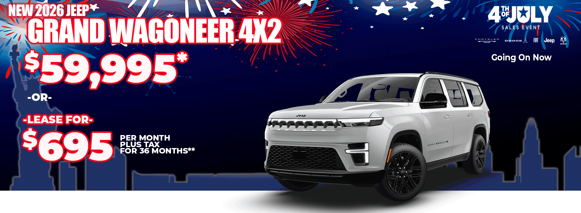 New 2026 Jeep GRAND WAGONEER 4X2 STARTING AT ONLY $59,995* -OR- LEASE FOR $695 plus tax for 36 months**