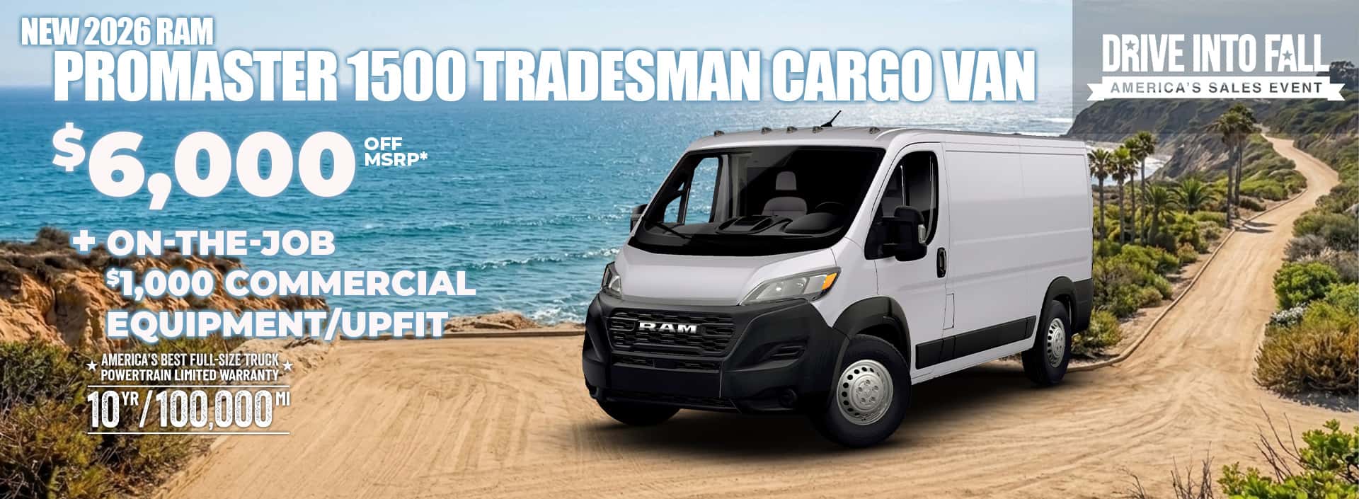 New 2026 RAM PROMASTER 1500 TRADESMAN CARGO VAN $6,000 OFF MSRP + On-The-Job $1,000 Commercial Equipment/Upfit