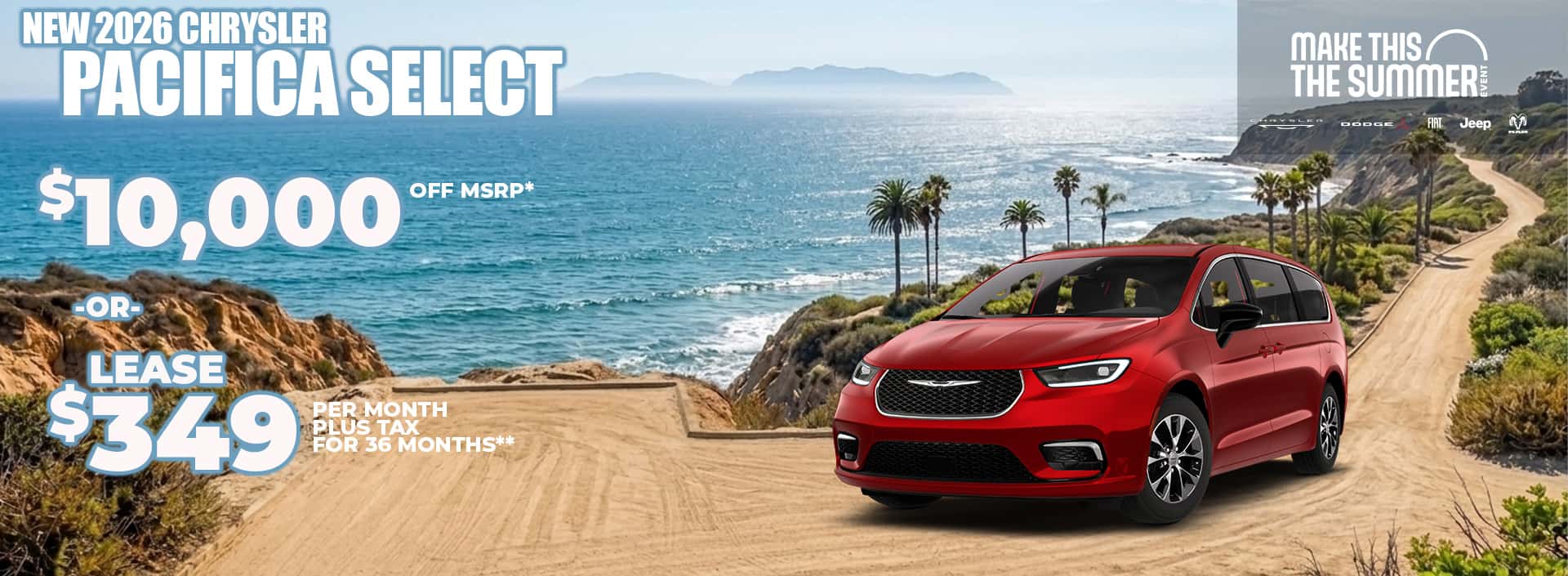 New 2026 Chrysler PACIFICA SELECT $10,000 OFF MSRP* -OR- LEASE $349 plus tax FOR 36 MONTHS**