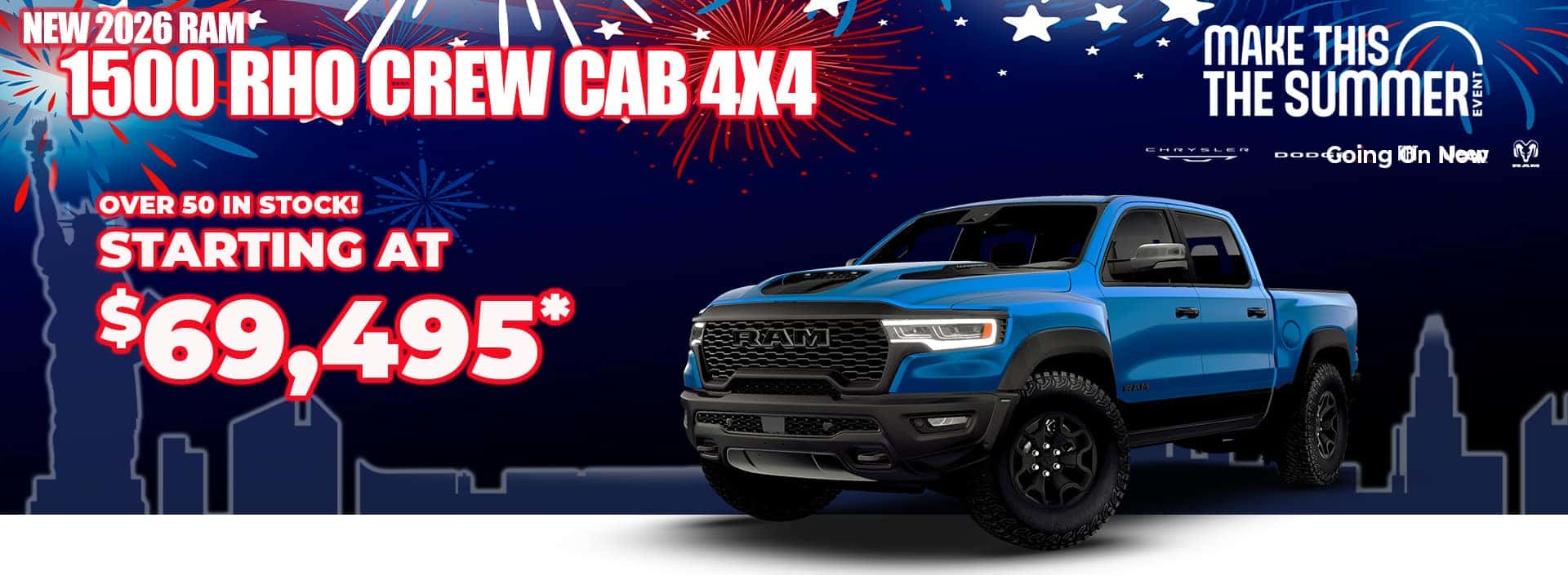 New 2026 RAM 1500 RHO CREW CAB 4X4 OVER 50 IN STOCK! STARTING AT $69,495*