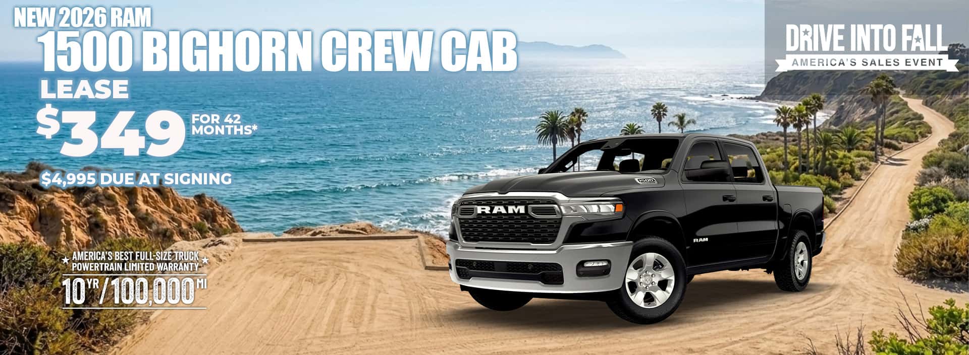 New 2026 RAM 1500 BIG HORN CREW CAB Lease $349+TAX for 42 MONTHS* $4,995 DUE AT SIGNING