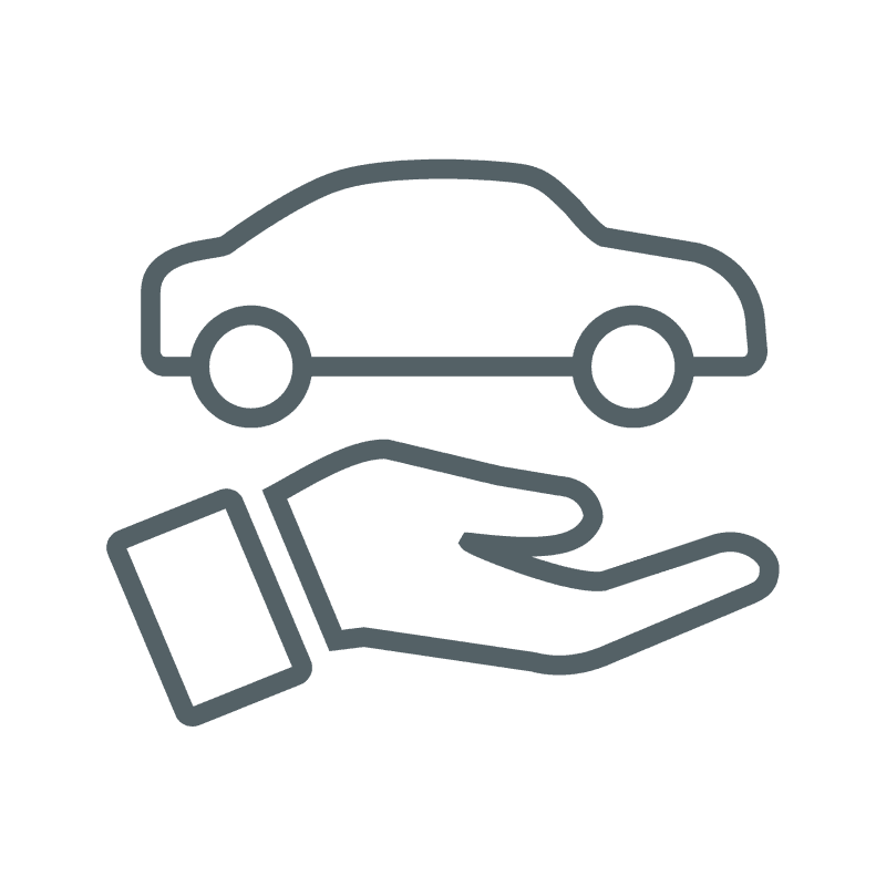 Car in hand icon