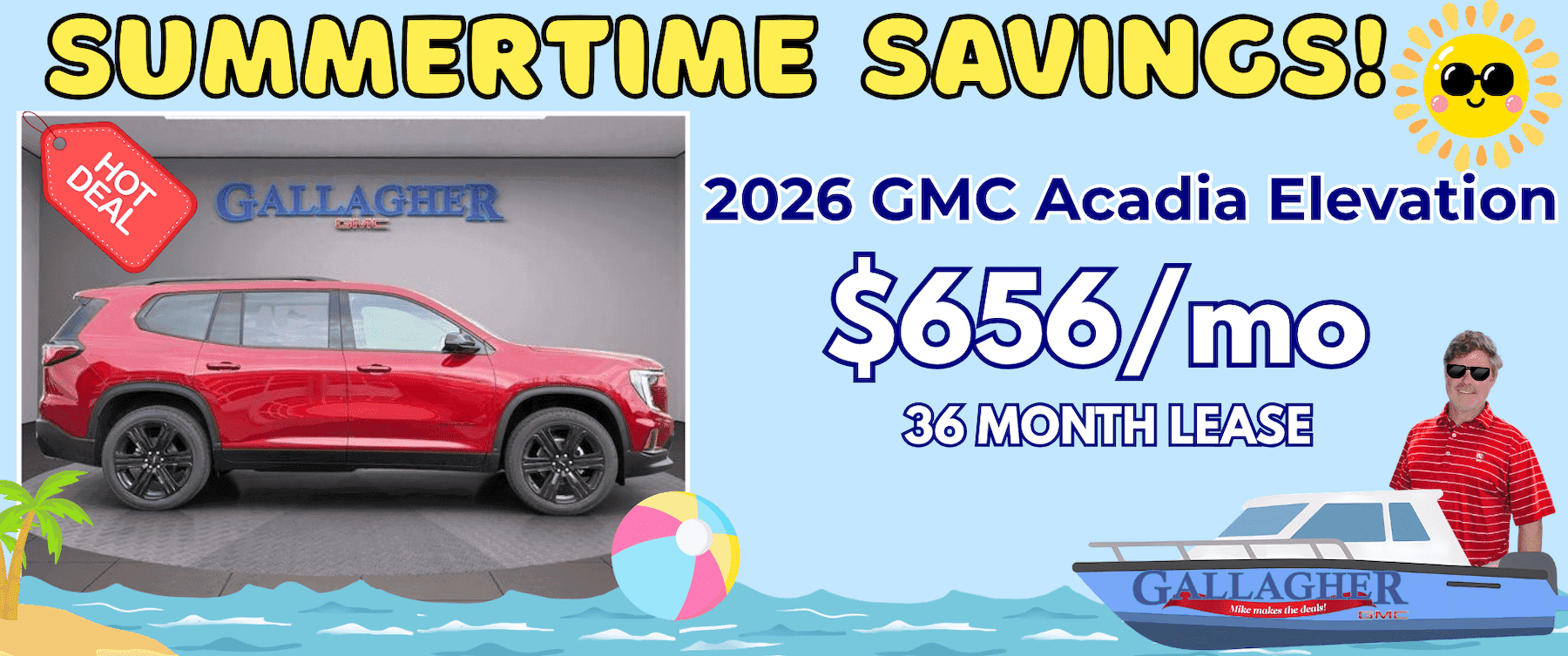 2026 GMC Acadia Elevation $656/mo. 36 mo. lease