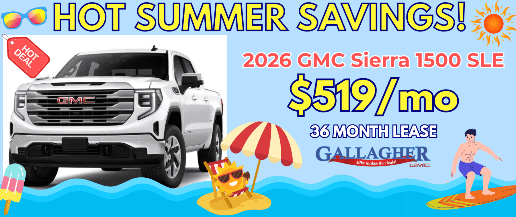 2026 GMC Sierra 1500 SLE $519 / month 36 month lease