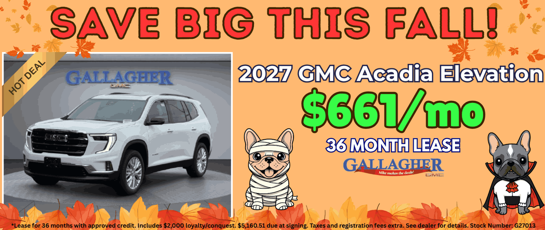 2027 GMC Acadia Elevation $661/mo 36 month lease