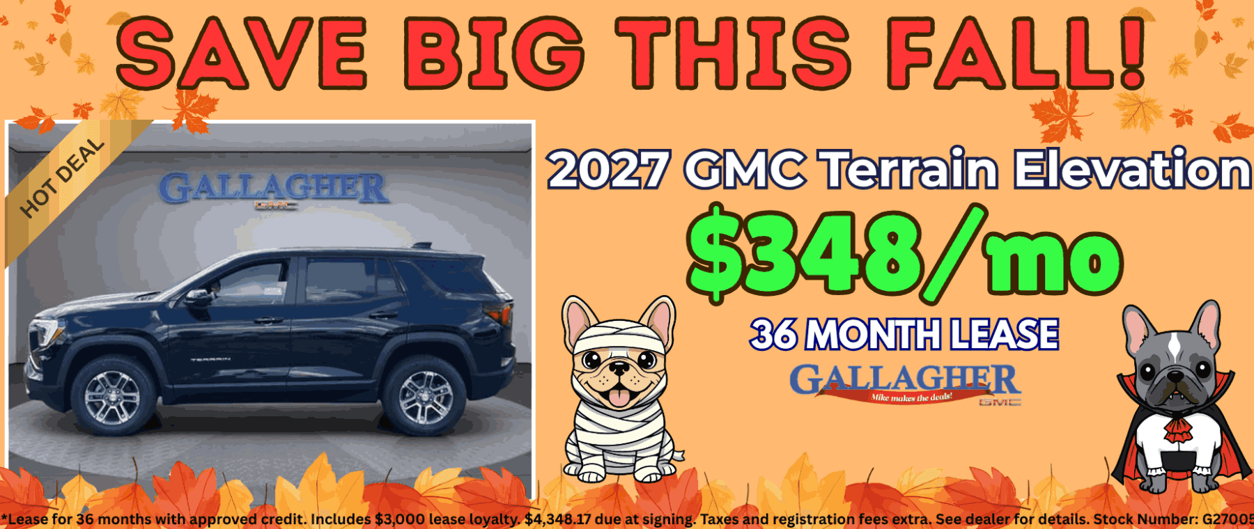 2027 GMC Terrain Elevation $348/mo 36 month lease
