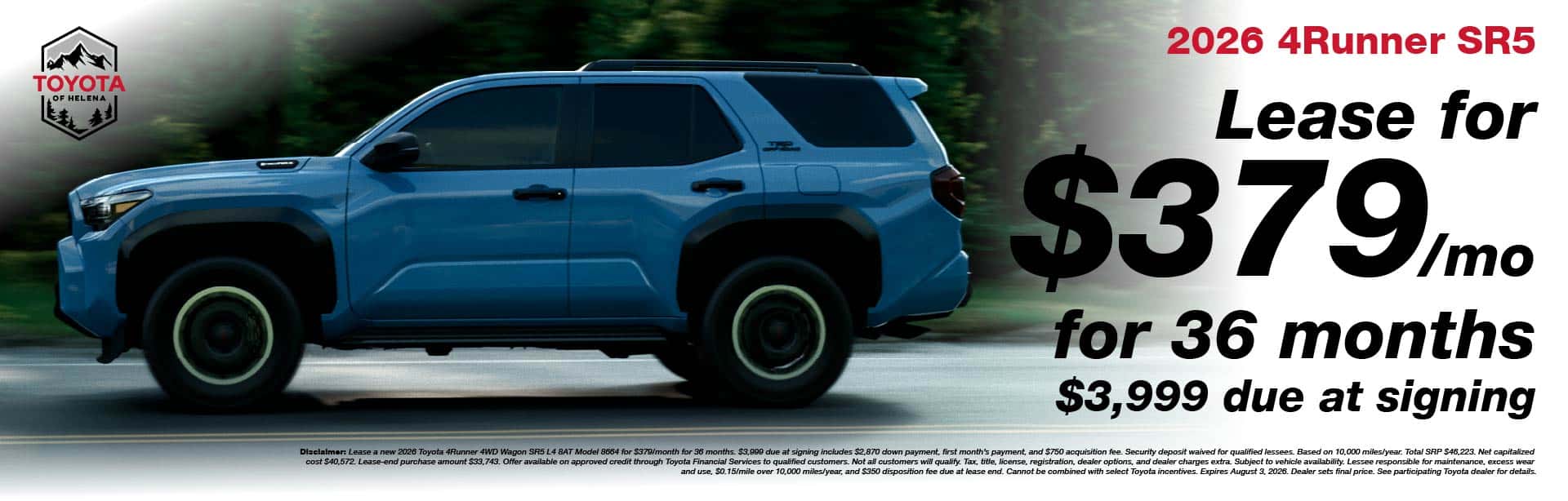 2026 4Runner Lease Offer - Toyota of Helena