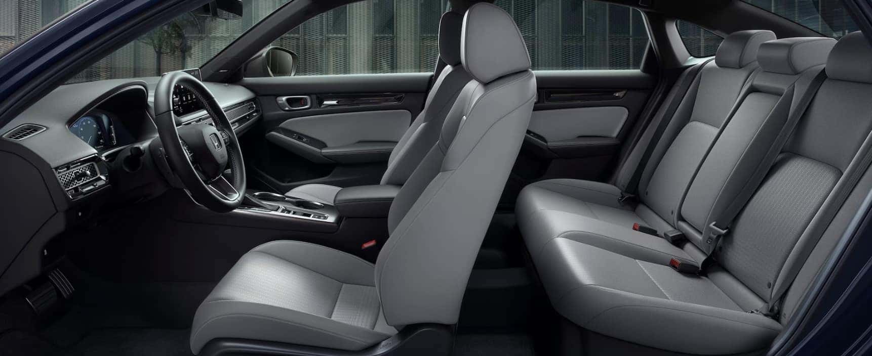 Interior of 2026 Honda Civic with gray leather near Slidell, LA