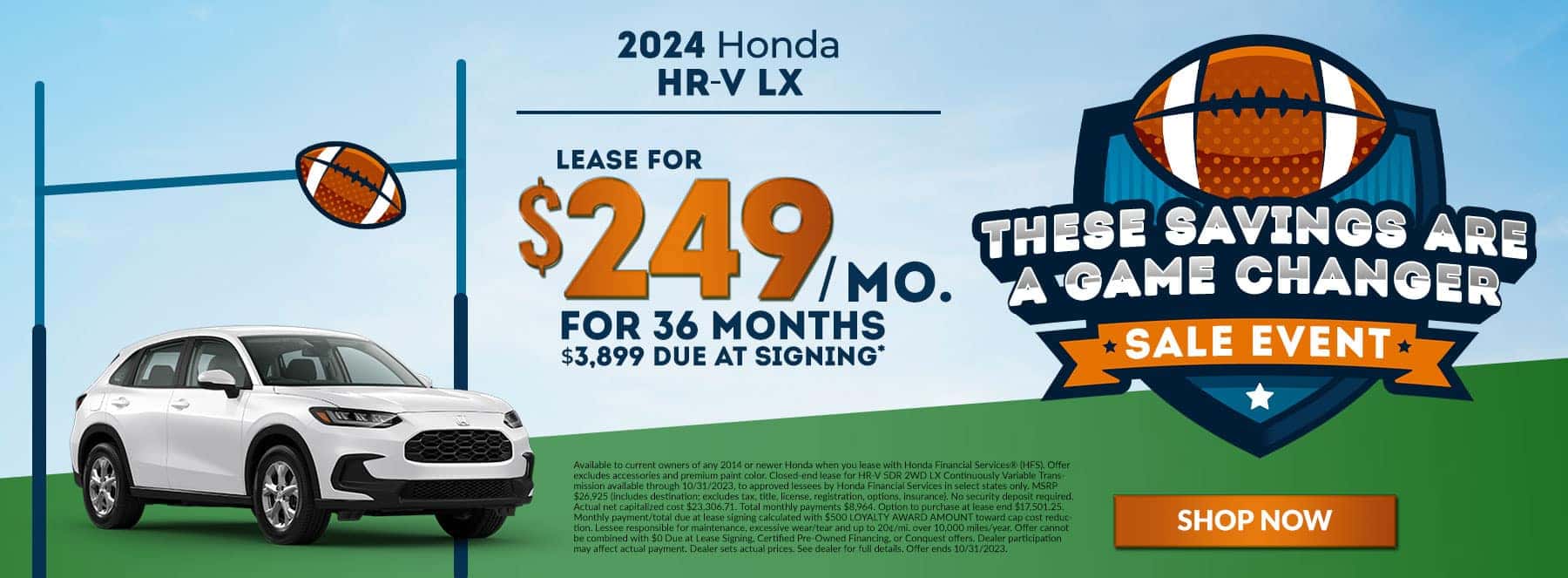 Lease 2024 Honda HR-V LX for $249/mo. for 36 months