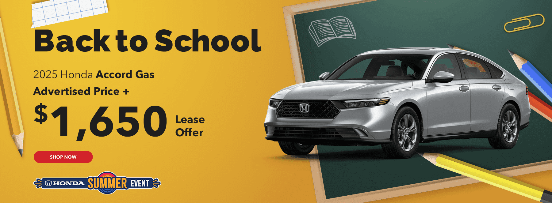 2025 Honda Accord Gas $1,650 lease offer
