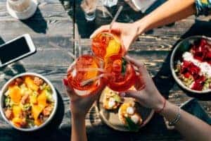 cocktails and food