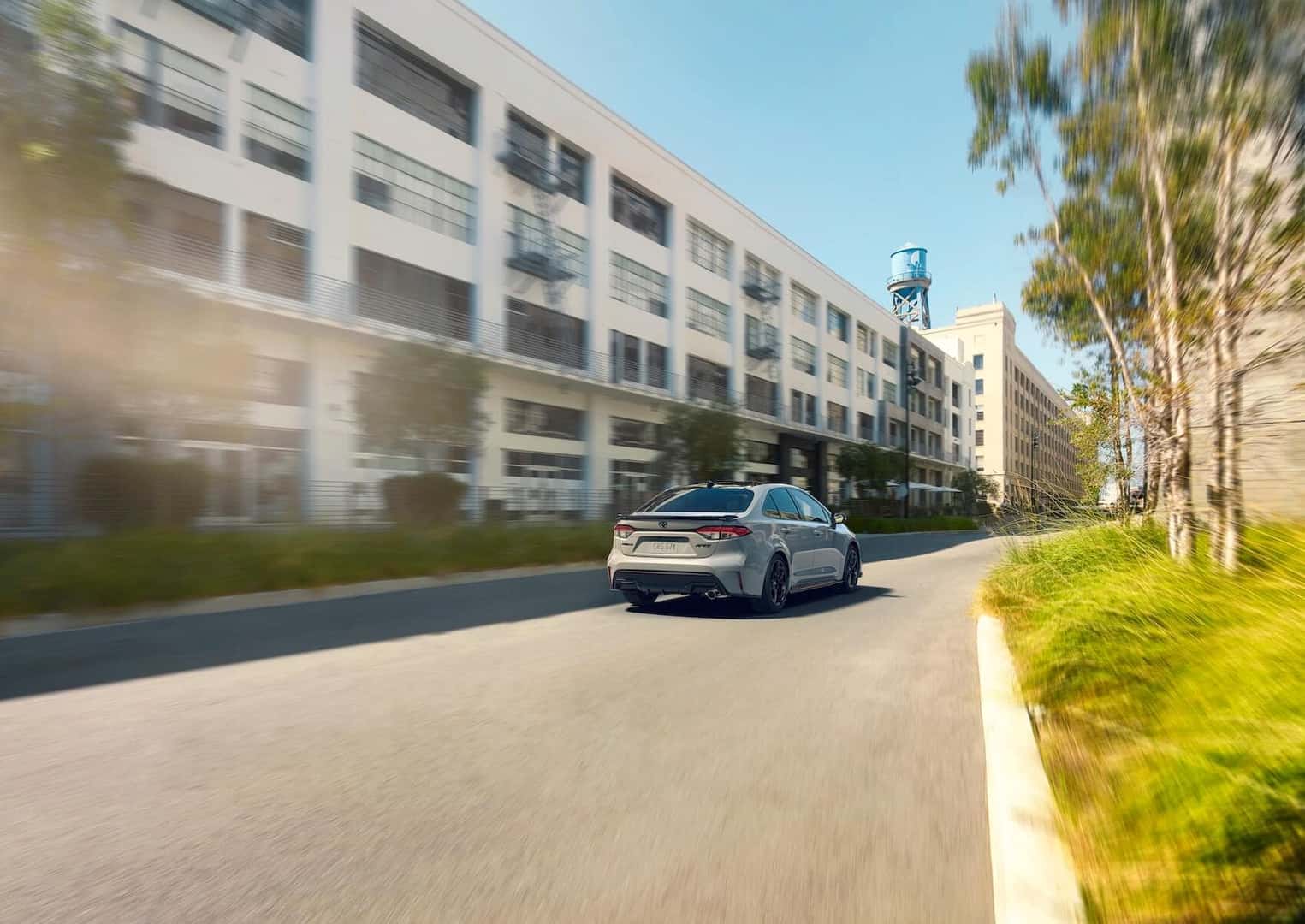 Toyota Corolla coming around the bend