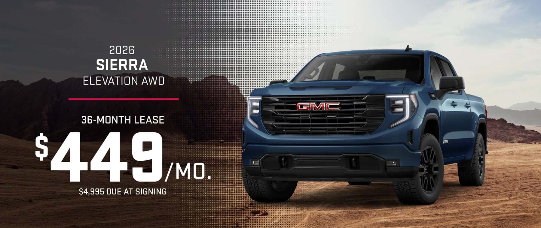 2026 Gmc Sierra Elevation AWD: Lease for $449/month for 36 months*