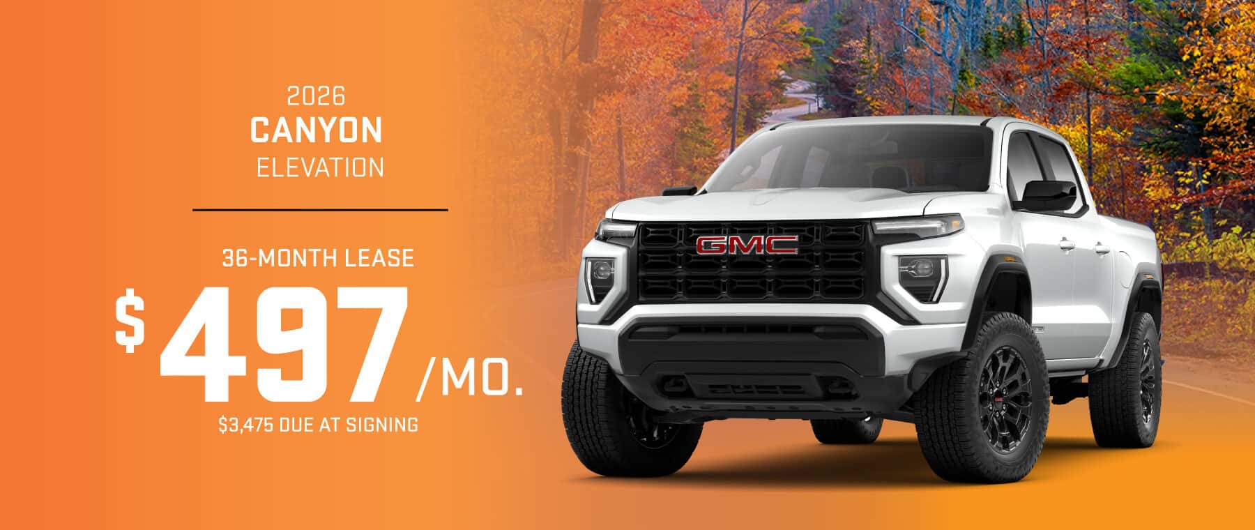 2026 GMC Canyon Elevation: Lease for $497/month for 36 months*