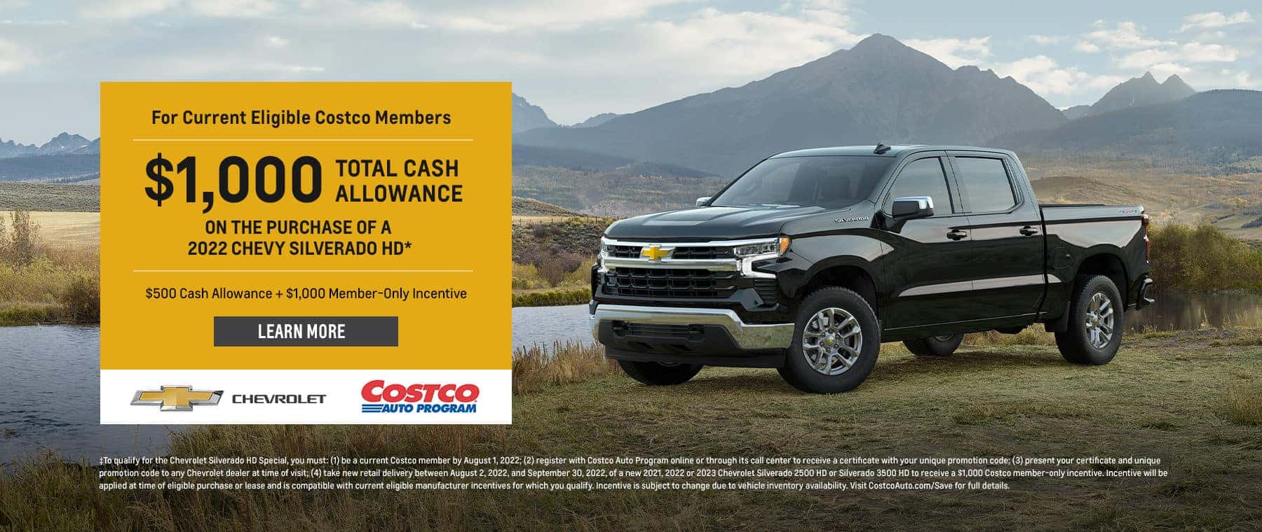 For Current Eligible Costco Members - $1,500 TOTAL CASH ALLOWANCE ON THE PURCHASE OF THIS 2022 CHEVY SILVERADO HD* $500 Cash Allowance + $1,000 Member-Only Incentive