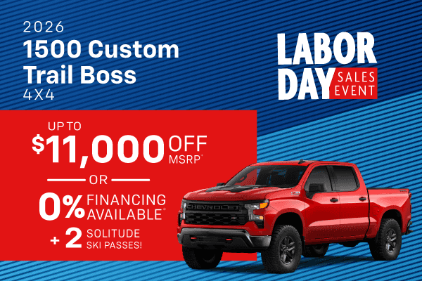 Purchase a new 2026 Chevrolet Silverado 1500 and get up to $11,000 off or 0% financing availabile
