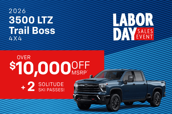 Purchase a new Chevrolet Silverado 3500 and get over $10,000 off +2 Solitude ski Passes
