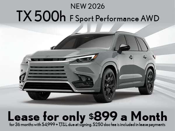 New 2026 TX 500h F Sport Performance Premium AWD lease